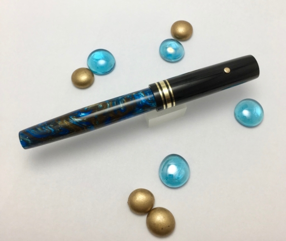 Custom 139 Style in Blue-Bronze Lava & Black Ebonite